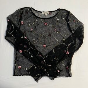 L.A. Hearts/Pacsun sheer top with embroidered floral detail